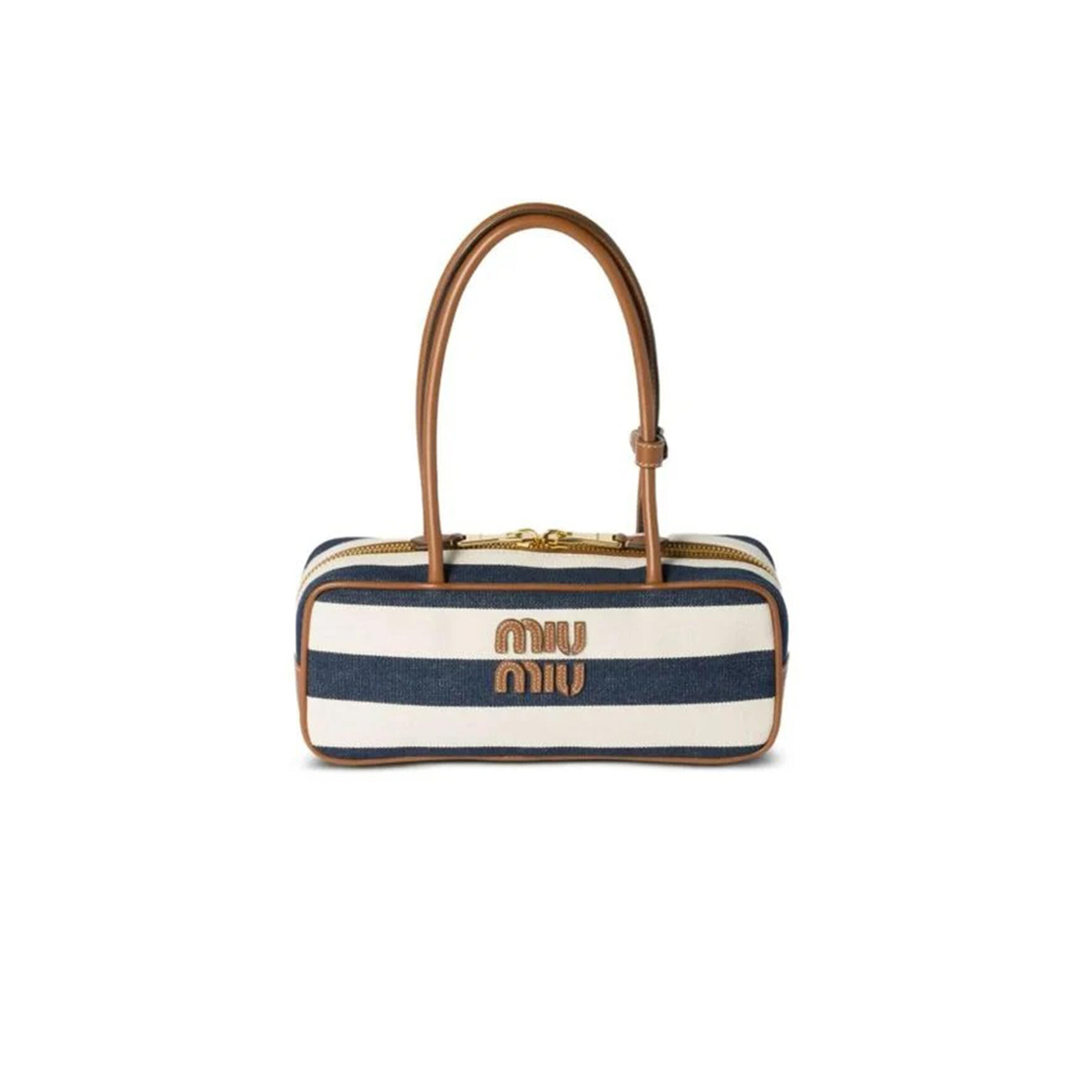 MIU MIU BEAU CANVAS AND LEATHER BAG 5BB173 (27*12*9cm)